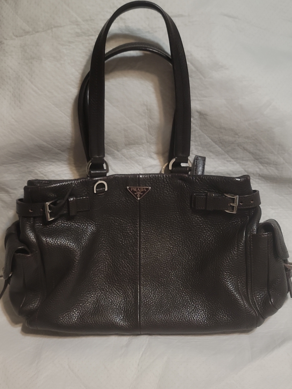 Prada Black Pebbled Leather Shoulder Bag